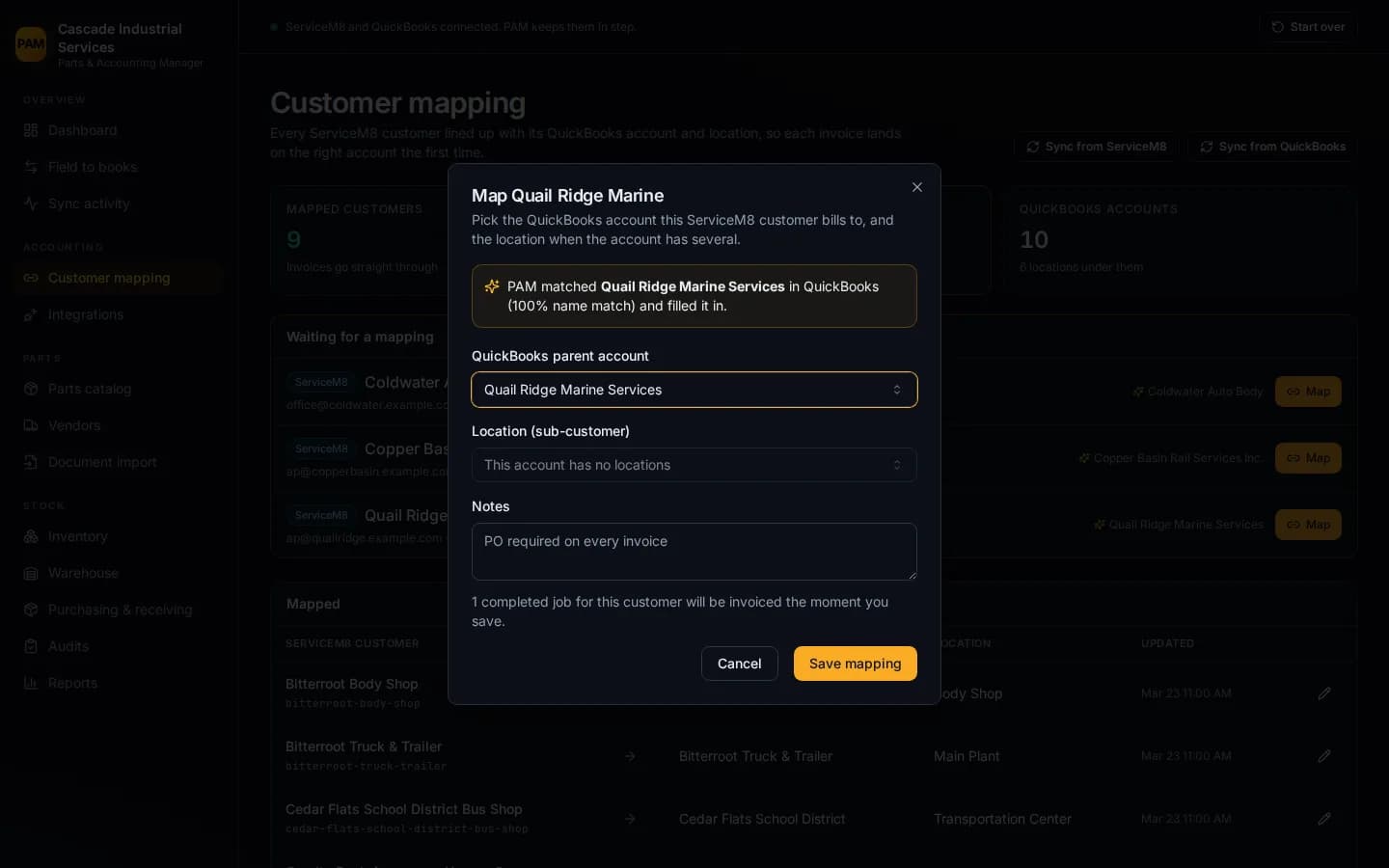 Every customer mapped once