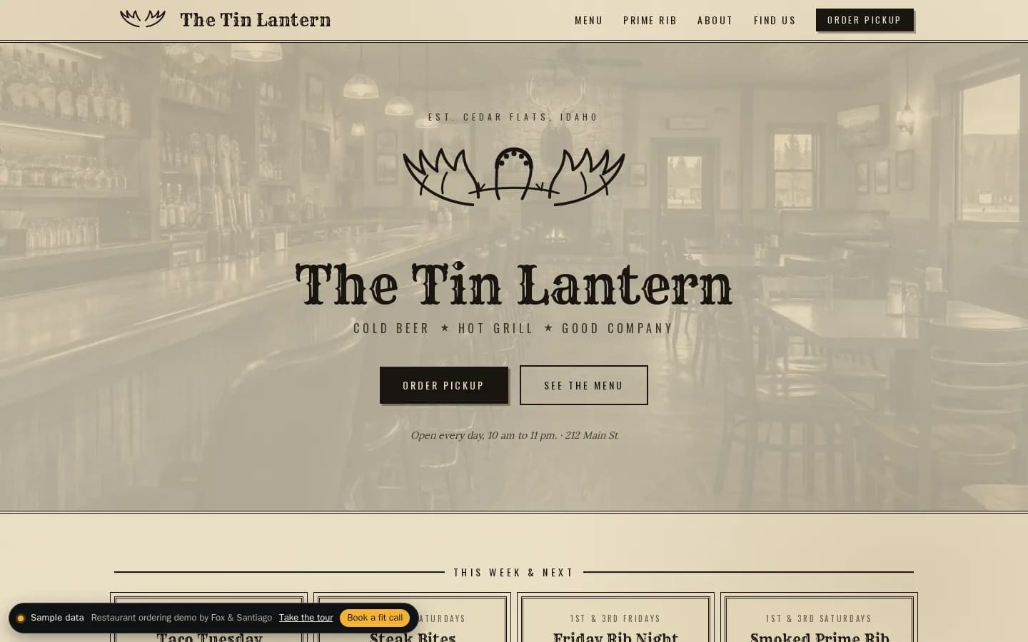 Restaurant ordering: pickup orders on the restaurant's own site, straight to the kitchen: the working demo