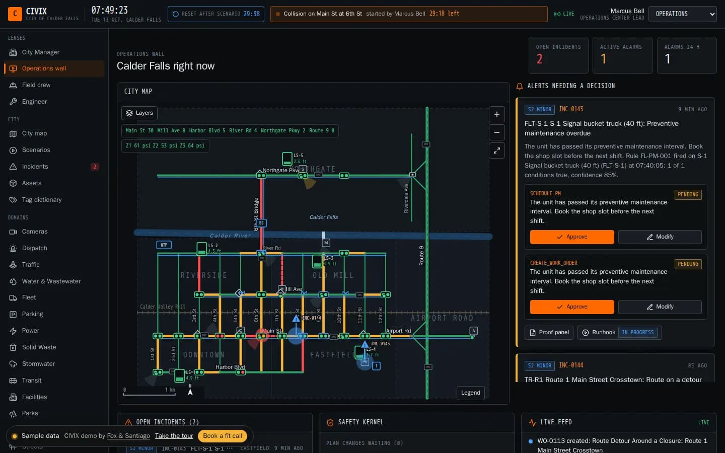 CIVIX: one operations system for the whole city, with a person on every decision: the working demo