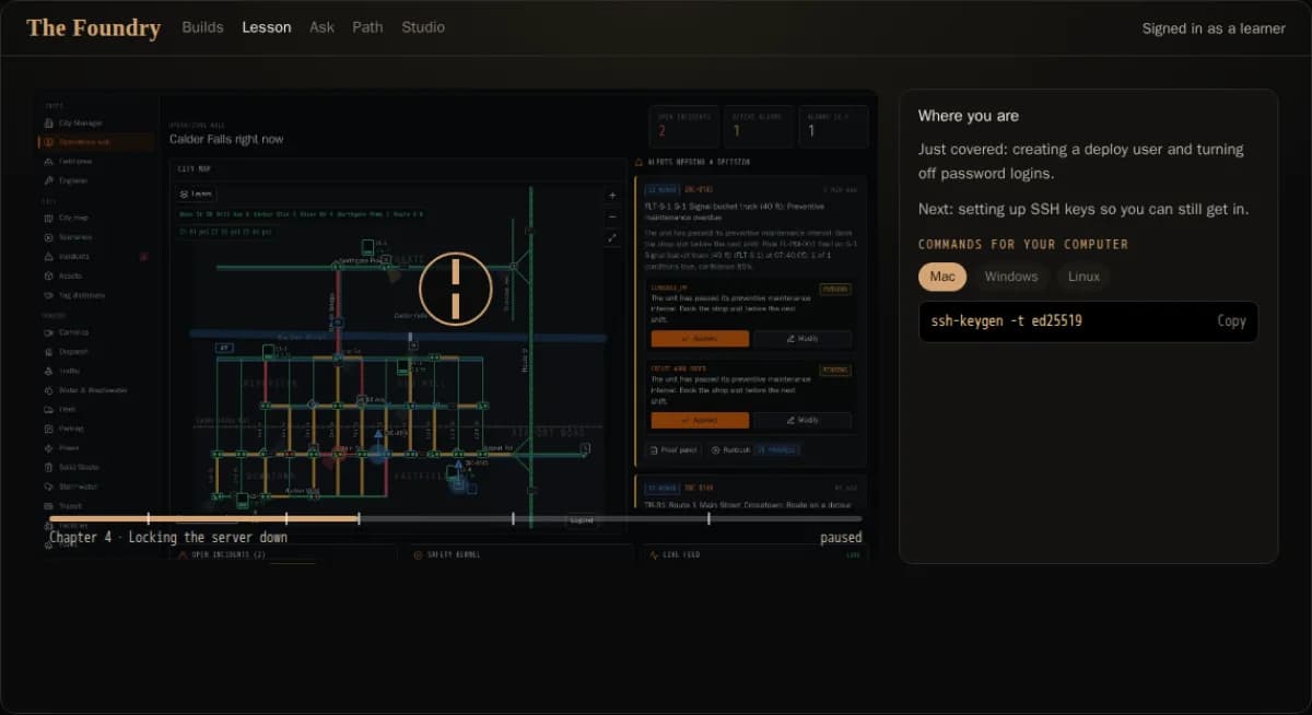 The Foundry: a video course site that does more than play the video: the working demo